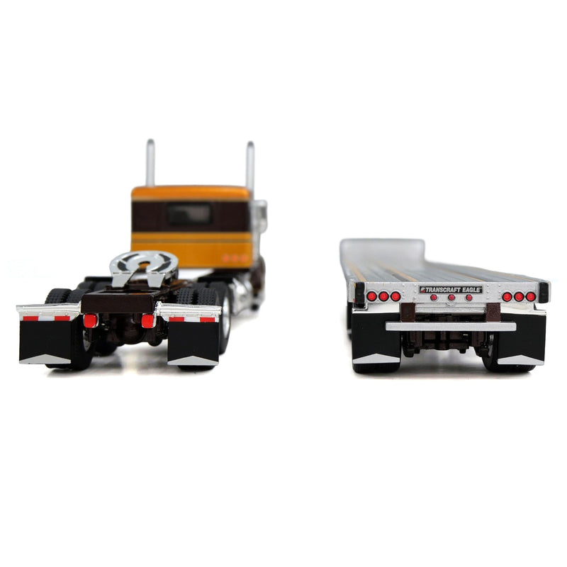1/64 Peterbilt 379 Semi Truck with 36in Sleeper Cab & Spread Axle Drop Deck Trailer, Brown/Bronze, DCP by First Gear