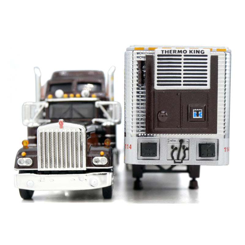 1/64 Kenworth W900A Aerodyne Sleeper Semi Truck with Tandem Axle Reefer Trailer, Ed Kimball & Sons, Brown/Tan, DCP by First Gear