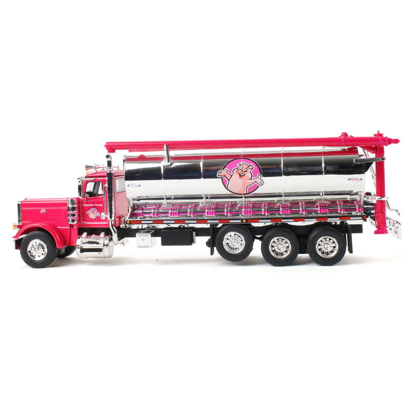 1/64 Pink Peterbilt 389 Tri-Axle Bulk Feed Truck with Chrome Ledwell Feed Body, Squealer Farms, DCP by First Gear
