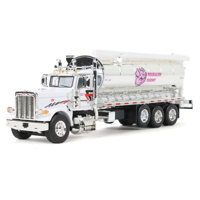 1/64 White Peterbilt 389 Tri-Axle Bulk Feed Truck with Chrome Ledwell Feed Body, Squealer Farms, DCP by First Gear