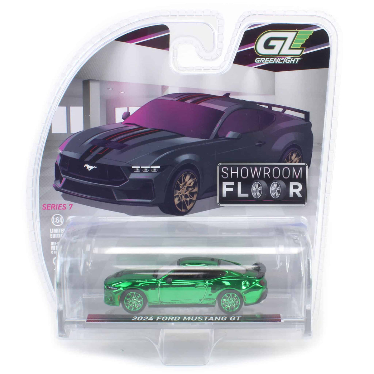 Green Color Chrome Chase ~ 1/64 2024 Ford Mustang GT in Dark