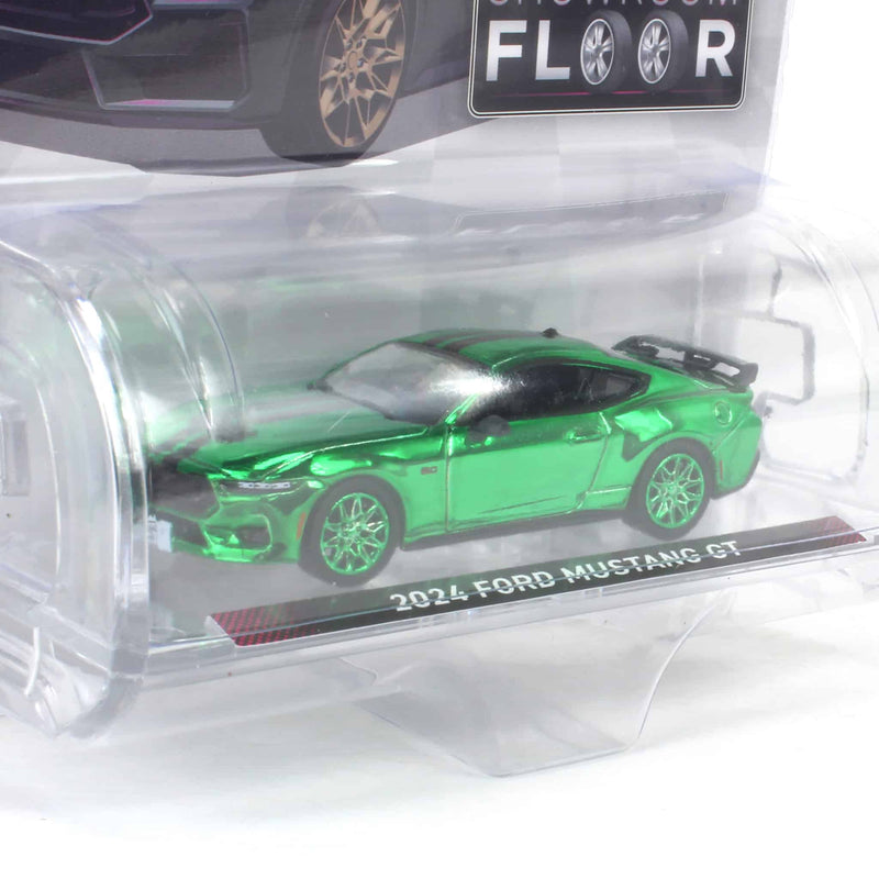 Green Color Chrome Chase ~ 1/64 2024 Ford Mustang GT in Dark Matter Gray with Bronze Appearance Package, Showroom Floor Series 7