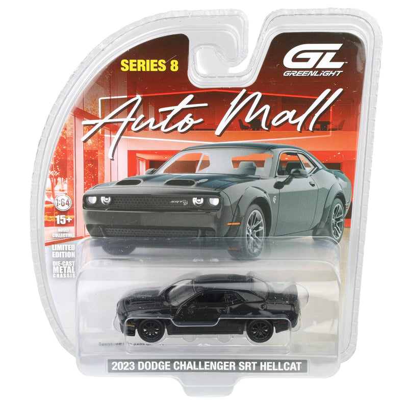 1/64 2023 Dodge Challenger SRT Hellcat Widebody Black with New Tooling, The Auto Mall Series 8 by GreenLight Collectibles