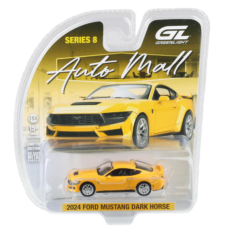 1/64 2024 Ford Mustang Dark Horse Yellow Splash Metallic with New Tooling, The Auto Mall Series 8 by GreenLight Collectibles
