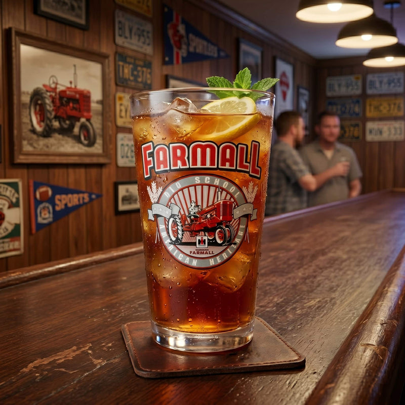IH Farmall "Old School American Heritage" Glass Drinkware Tumbler