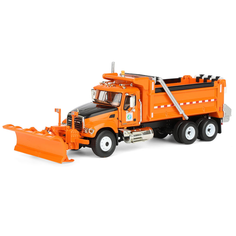 1/64 Orange & Black Mack Granite Minnesota DOT Truck with Plow by First Gear