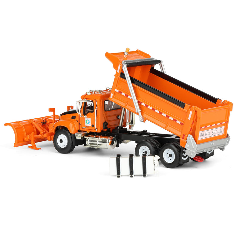 1/64 Orange & Black Mack Granite Minnesota DOT Truck with Plow by First Gear