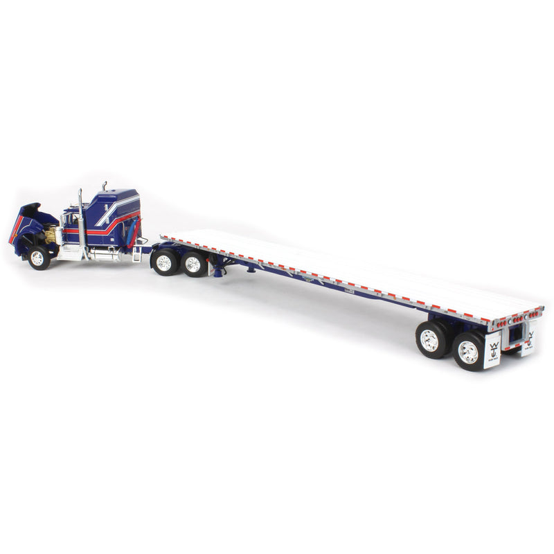 (B&D) 1/64 Blue Kenworth W900A Semi Truck with 53ft Wilson Roadbrute Trailer, DCP by First Gear Liberty Series - Damaged Item