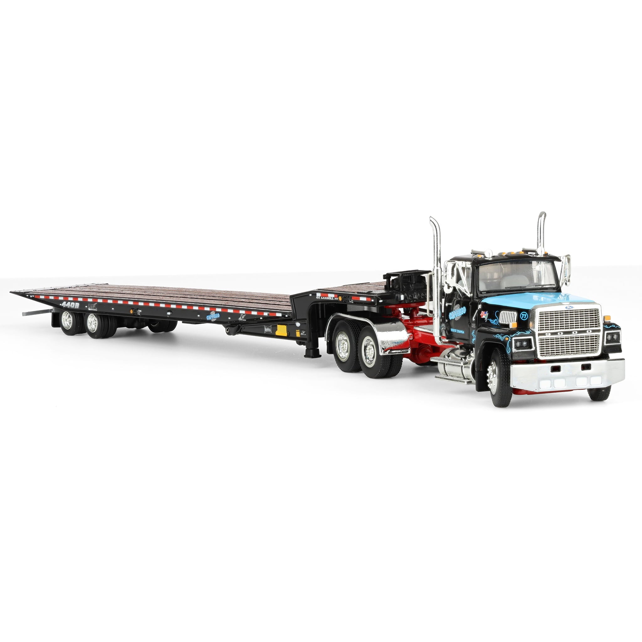 1/64 Ford LTL 9000 Semi Truck with Landoll Traveling Axle Trailer