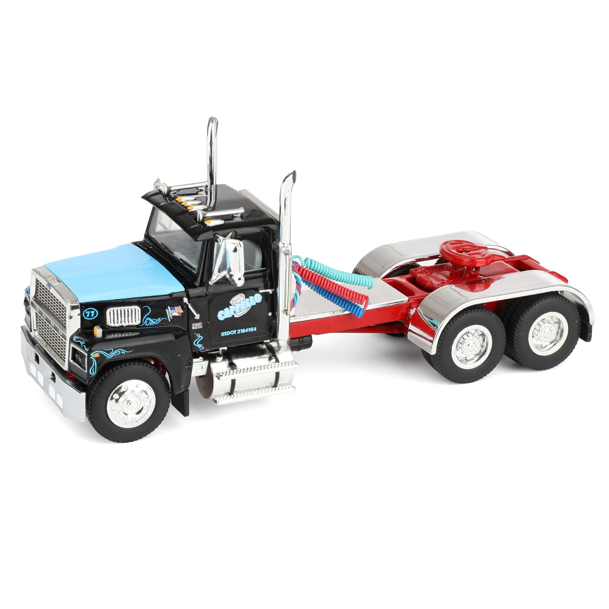 1/64 Ford LTL 9000 Semi Truck with Landoll Traveling Axle Trailer