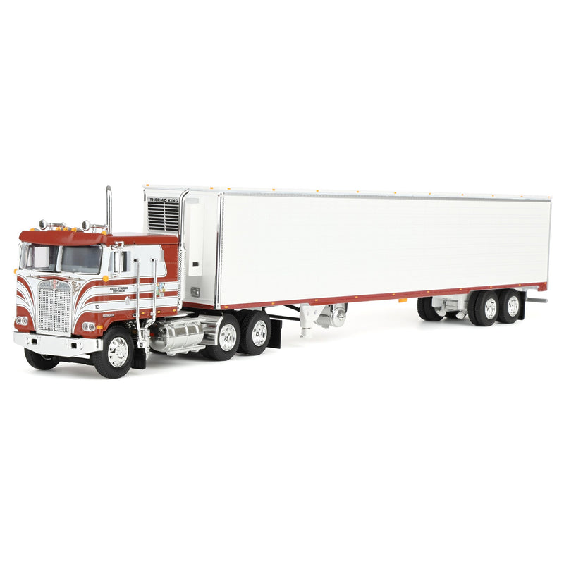 (B&D) 1/64 Jim Skrinar's Kenworth K100 COE Semi Truck with 53ft Utility Reefer Trailer, Red's Favorites, DCP by First Gear - Damaged Box