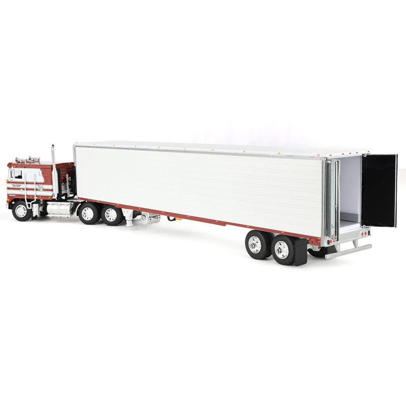 (B&D) 1/64 Jim Skrinar's Kenworth K100 COE Semi Truck with 53ft Utility Reefer Trailer, Red's Favorites, DCP by First Gear - Damaged Box
