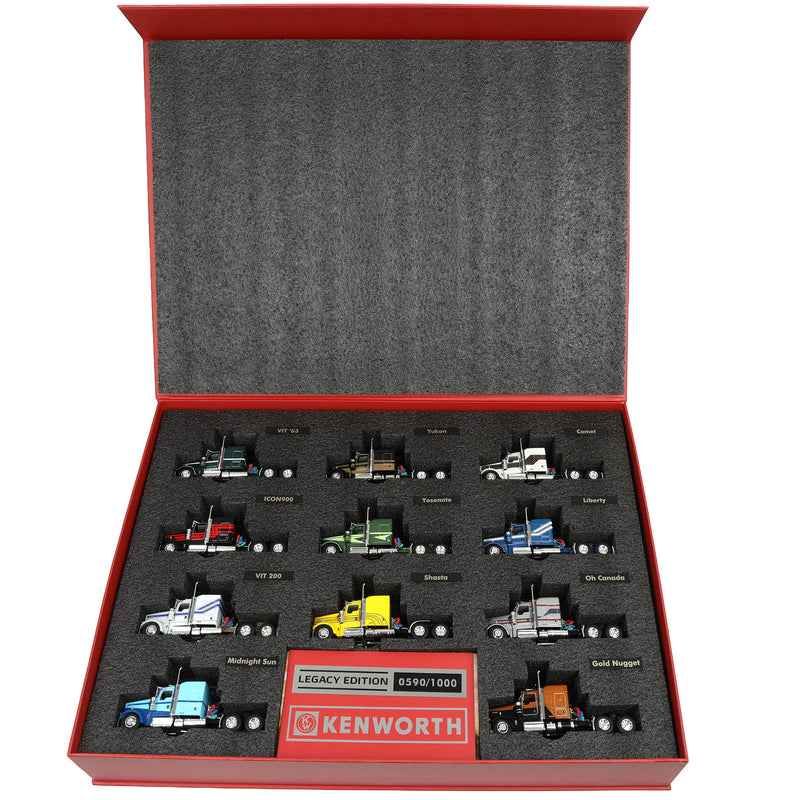 (B&D) 1/64 Kenworth W900L Legacy Edition Set with 11 Trucks, DCP by First Gear Limited Edition - Only 1,000 Made! - Damaged Item