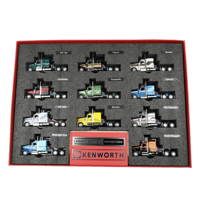 (B&D) 1/64 Kenworth W900L Legacy Edition Set with 11 Trucks, DCP by First Gear Limited Edition - Only 1,000 Made! - Damaged Item