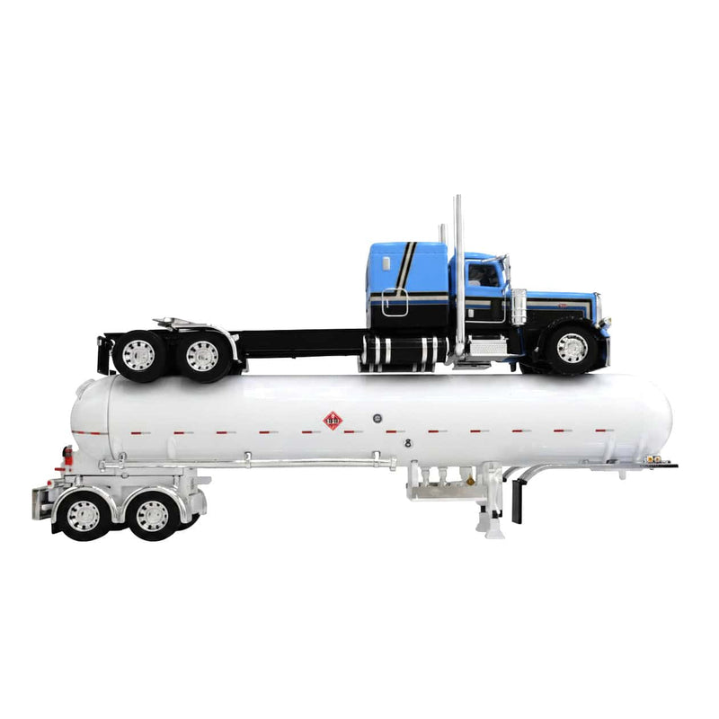 1/64 Peterbilt 389 Semi Truck with Mississippi LP Tanker Trailer, Blue/Gray/White, DCP by First Gear