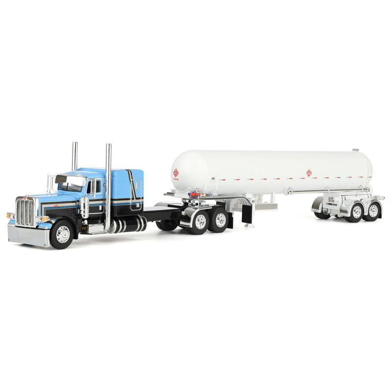 1/64 Peterbilt 389 Semi Truck with Mississippi LP Tanker Trailer, Blue/Gray/White, DCP by First Gear