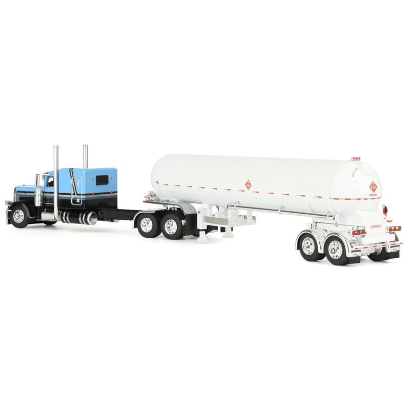 1/64 Peterbilt 389 Semi Truck with Mississippi LP Tanker Trailer, Blue/Gray/White, DCP by First Gear