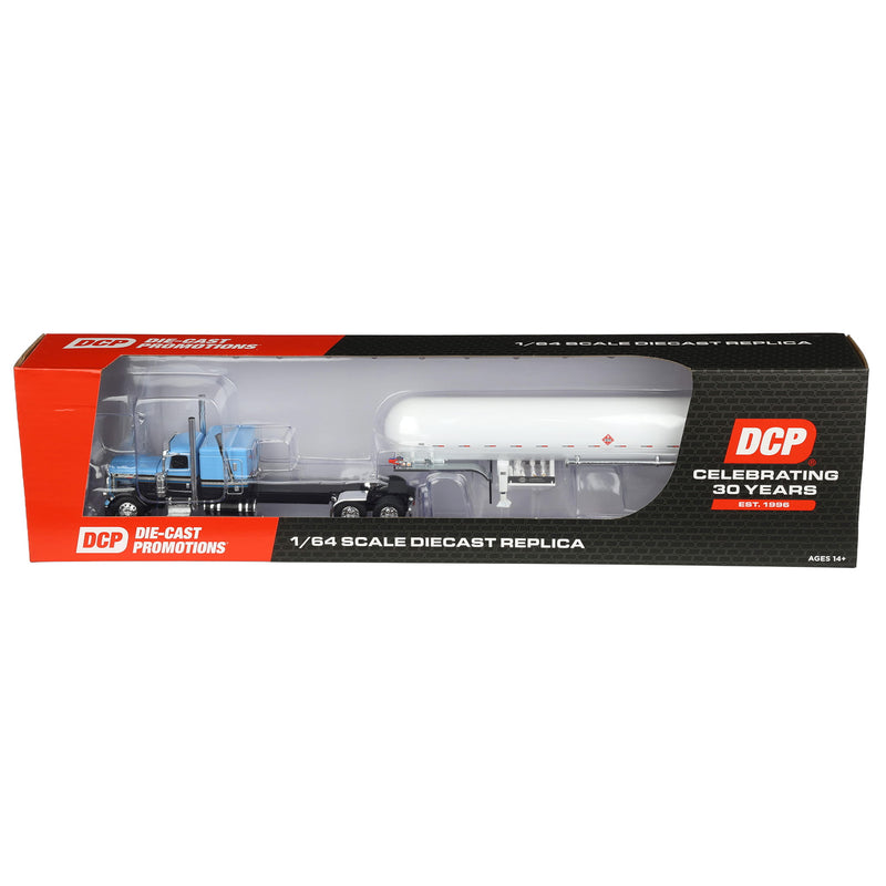 1/64 Peterbilt 389 Semi Truck with Mississippi LP Tanker Trailer, Blue/Gray/White, DCP by First Gear