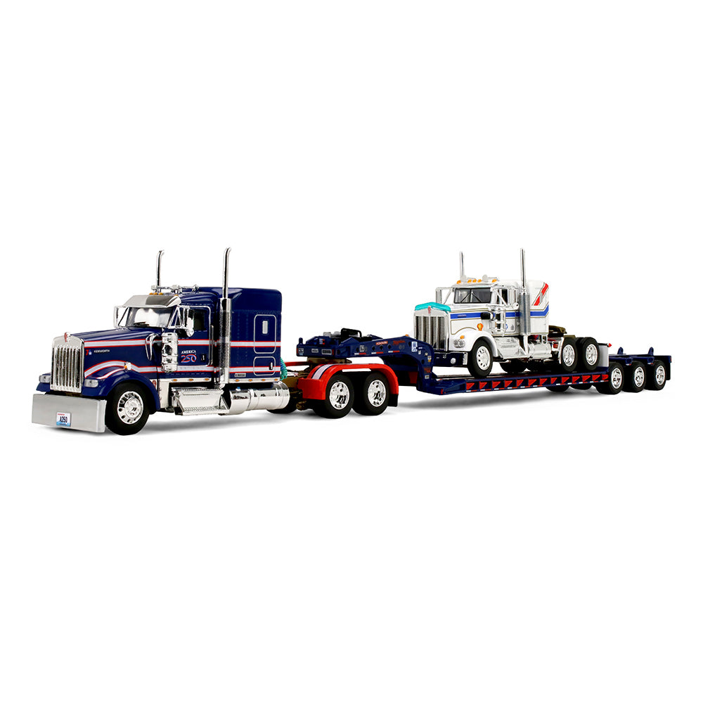 ケンワース W900 ウィズ　53フィート　ユーティリティ・トレーラーウエスタン 1/64 Kenworth W900L Semi Truck with Fontaine Magnitude Lowboy