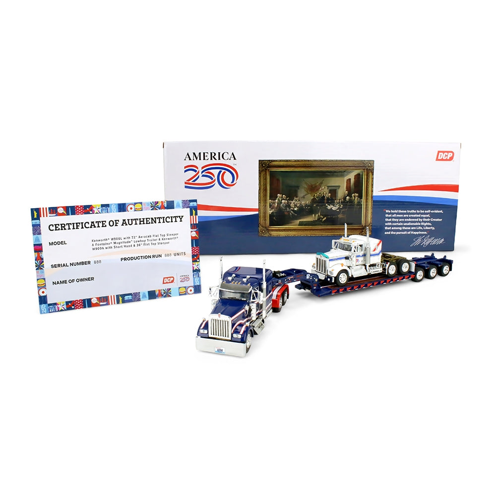 1/64 Kenworth W900L Semi Truck with Fontaine Magnitude Lowboy