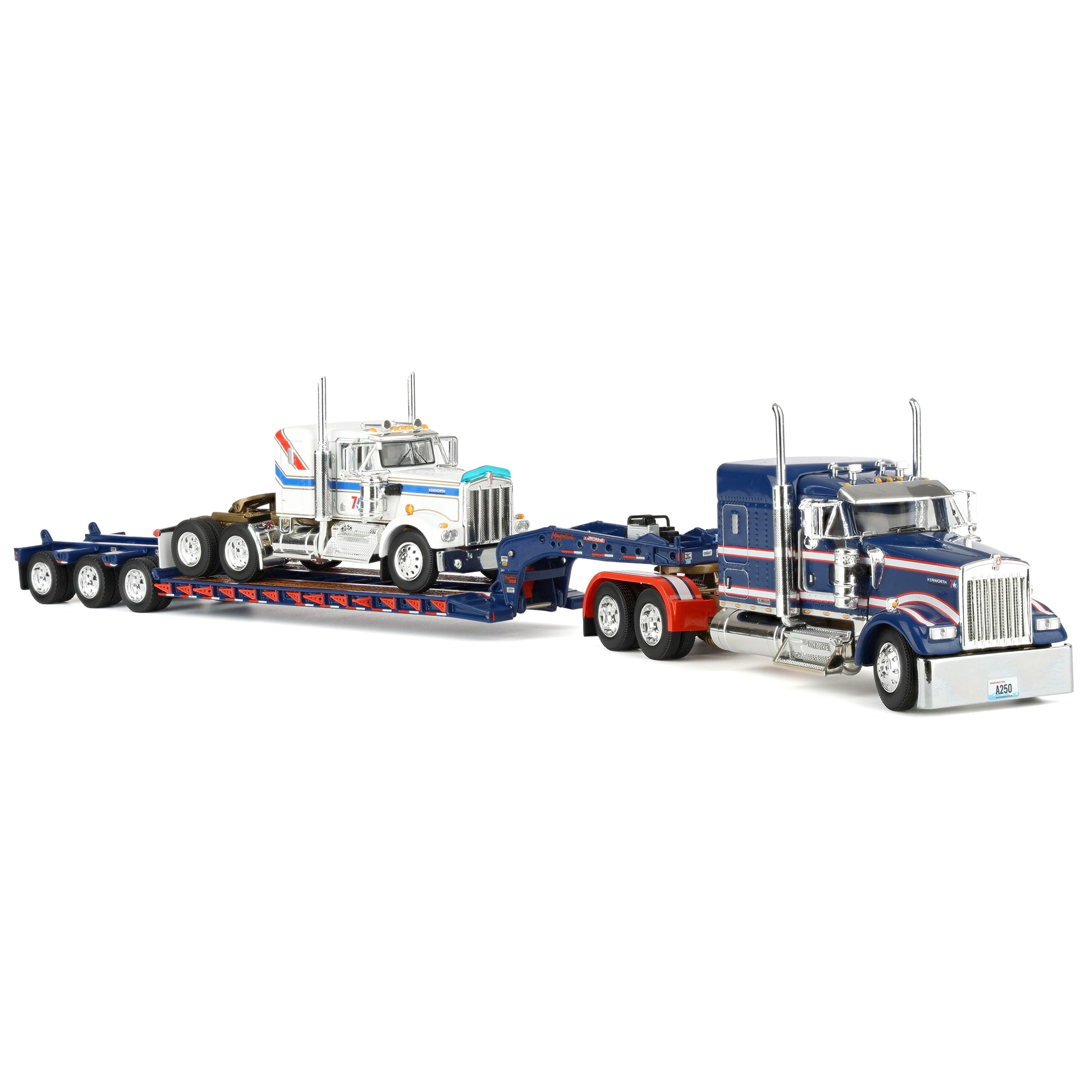 ダイキャストプロモーション 1/64 KENWORTH W900L 1/64 Kenworth W900L Semi Truck with Fontaine Magnitude Lowboy