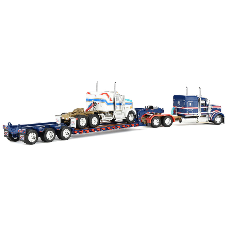 1/64 Kenworth W900L Semi Truck with Fontaine Magnitude Lowboy & Kenworth W900A Load, America250 Limited Edition, DCP by First Gear