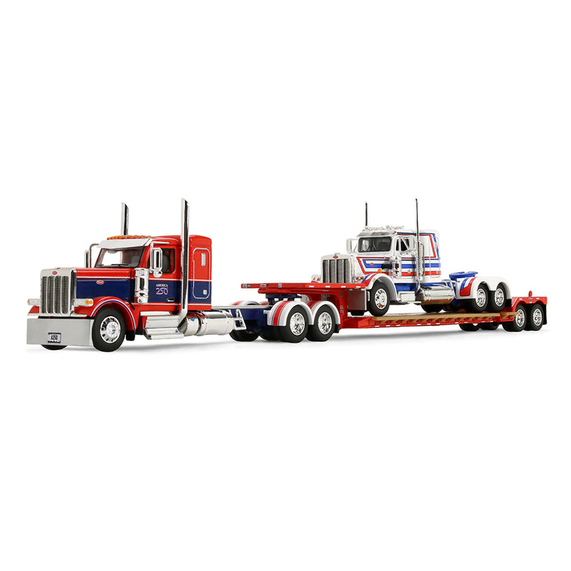 1/64 Peterbilt 589 Semi Truck with Fontaine Renegade LXT40 Lowboy & Peterbilt 359 Load, America250 Limited Edition, DCP by First Gear