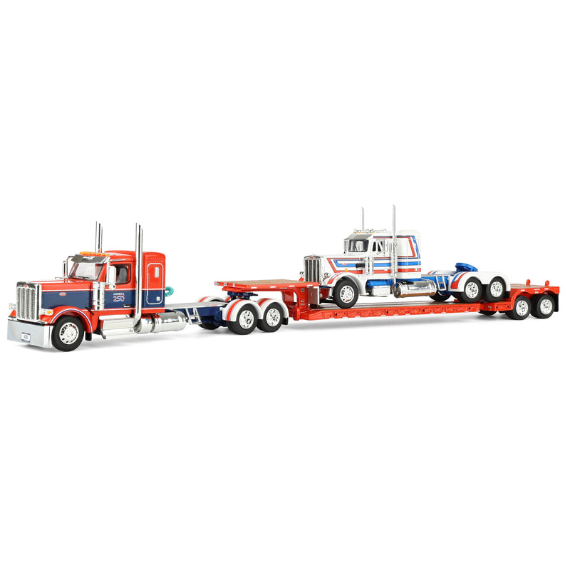 1/64 Peterbilt 589 Semi Truck with Fontaine Renegade LXT40 Lowboy & Peterbilt 359 Load, America250 Limited Edition, DCP by First Gear