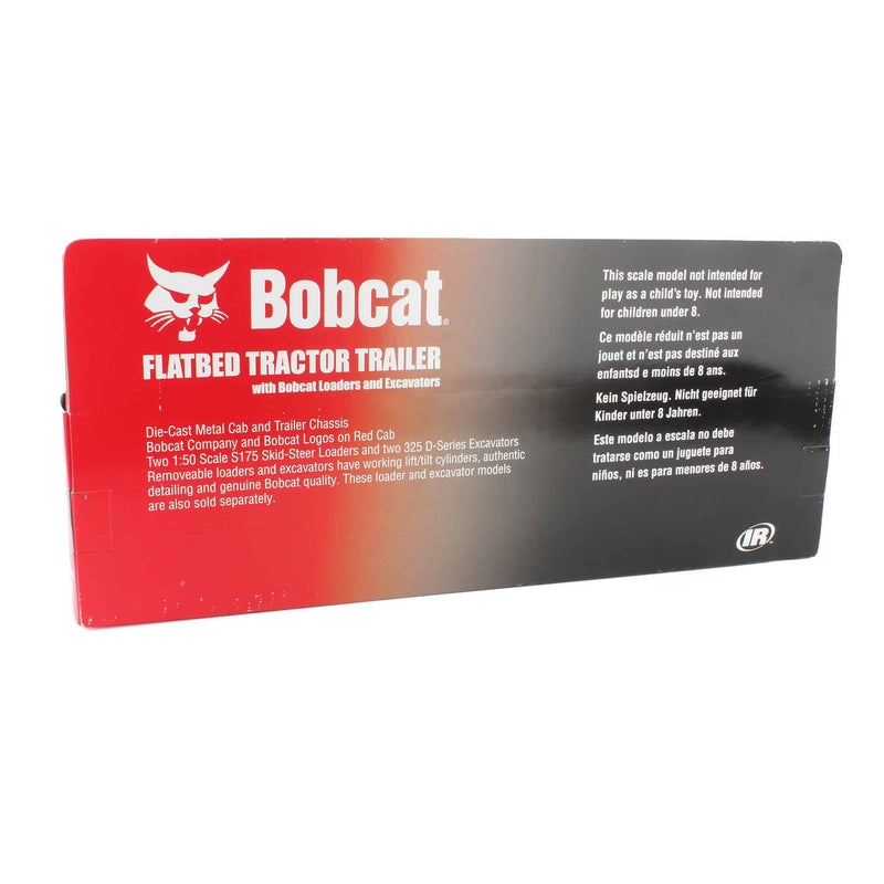 1/50 Bobcat Flatbed Tractor Trailer w/ 2 Bobcat S175 Skid Loaders & 2 325 D Series Excavators