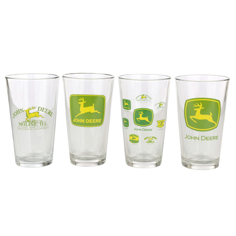John Deere Set of 4 Logo Glass Drinkware Tumblers