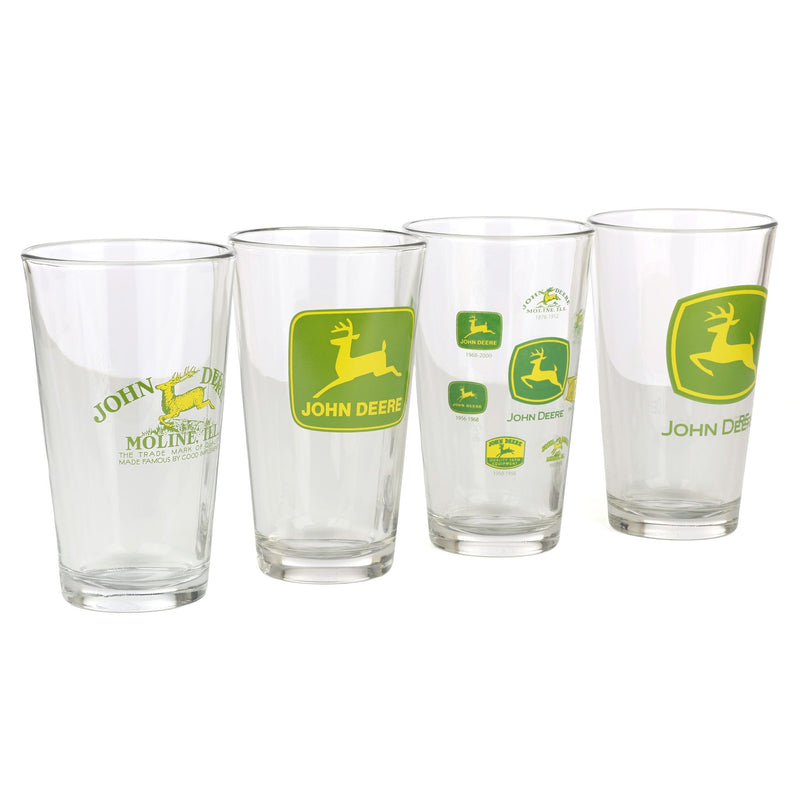 John Deere Set of 4 Logo Glass Drinkware Tumblers