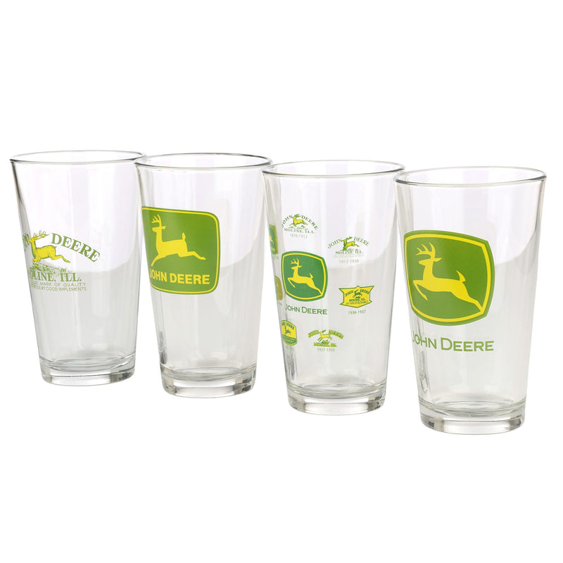 John Deere Set of 4 Logo Glass Drinkware Tumblers