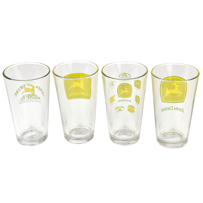 John Deere Set of 4 Logo Glass Drinkware Tumblers