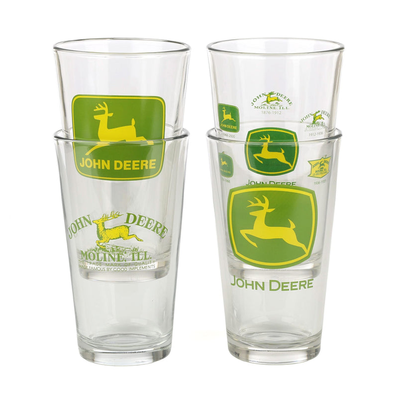 John Deere Set of 4 Logo Glass Drinkware Tumblers