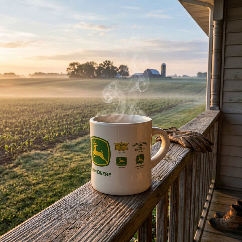 John Deere Historical Logo 8oz Cream Diner Mug