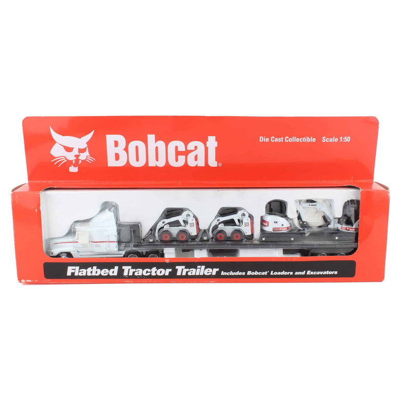1/50 Bobcat Freightliner Semi with 2 Skid Loaders and 2 Excavators by Bobcat
