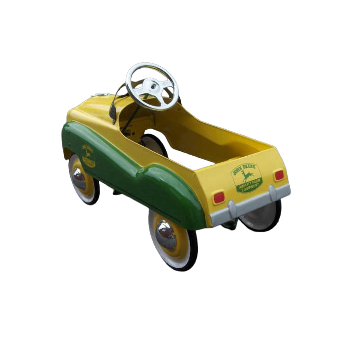 John Deere Yellow and Green Steel Pedal Car by Gearbox