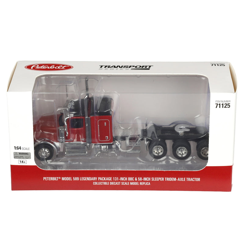 1/64 Peterbilt 589 Tridem-Axle Legendary Package Truck, Legendary Red, Diecast Masters Transport Series