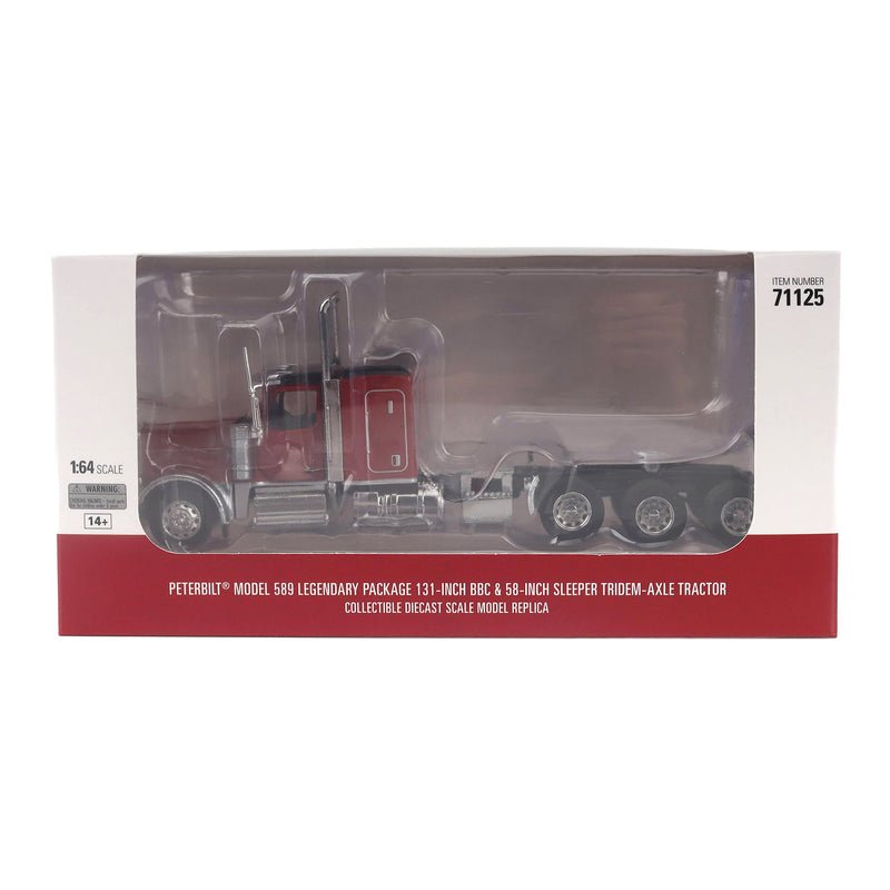 1/64 Peterbilt 589 Tridem-Axle Legendary Package Truck, Legendary Red, Diecast Masters Transport Series