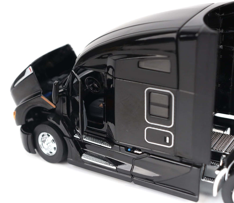 1/50 Black Kenworth T680 Tandem Tractor with 76in High Roof Sleeper Cab by Diecast Masters