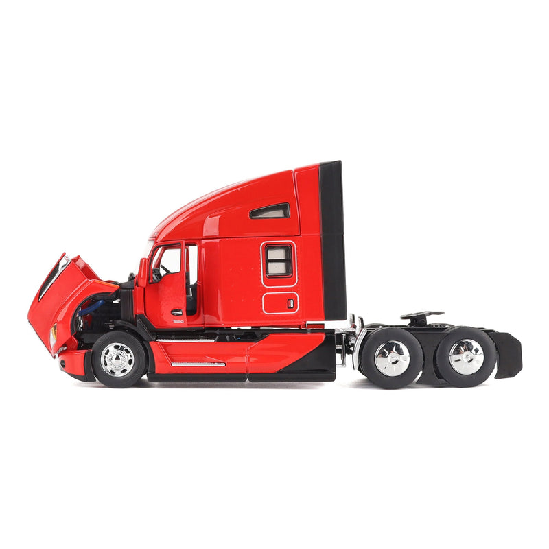 1/50 Red Kenworth T680 Tandem Tractor with 76in High Roof Sleeper Cab by Diecast Masters