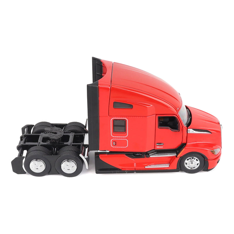1/50 Red Kenworth T680 Tandem Tractor with 76in High Roof Sleeper Cab by Diecast Masters