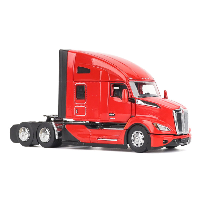 1/50 Red Kenworth T680 Tandem Tractor with 76in High Roof Sleeper Cab by Diecast Masters