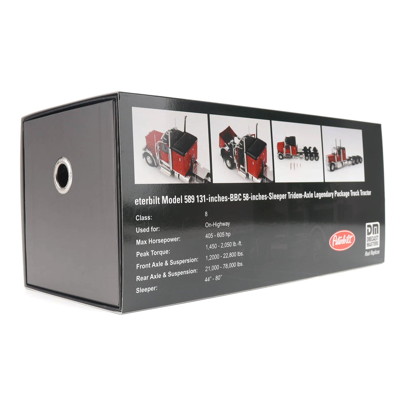 1/32 Peterbilt 589 Tridem-Axle Truck with 58in Sleeper by Diecast Masters, Legendary Red