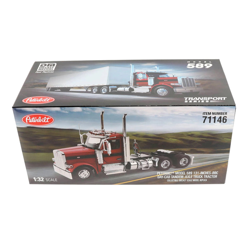 1/32 Peterbilt 589 Tandem-Axle Truck with Day Cab by Diecast Masters, Legendary Red Oversize Load
