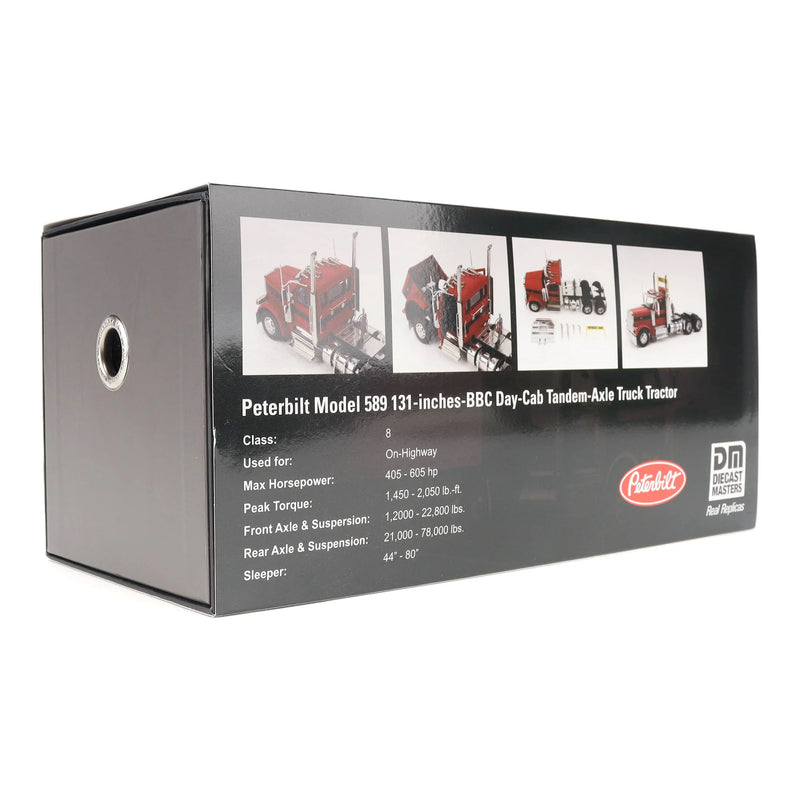 1/32 Peterbilt 589 Tandem-Axle Truck with Day Cab by Diecast Masters, Legendary Red Oversize Load