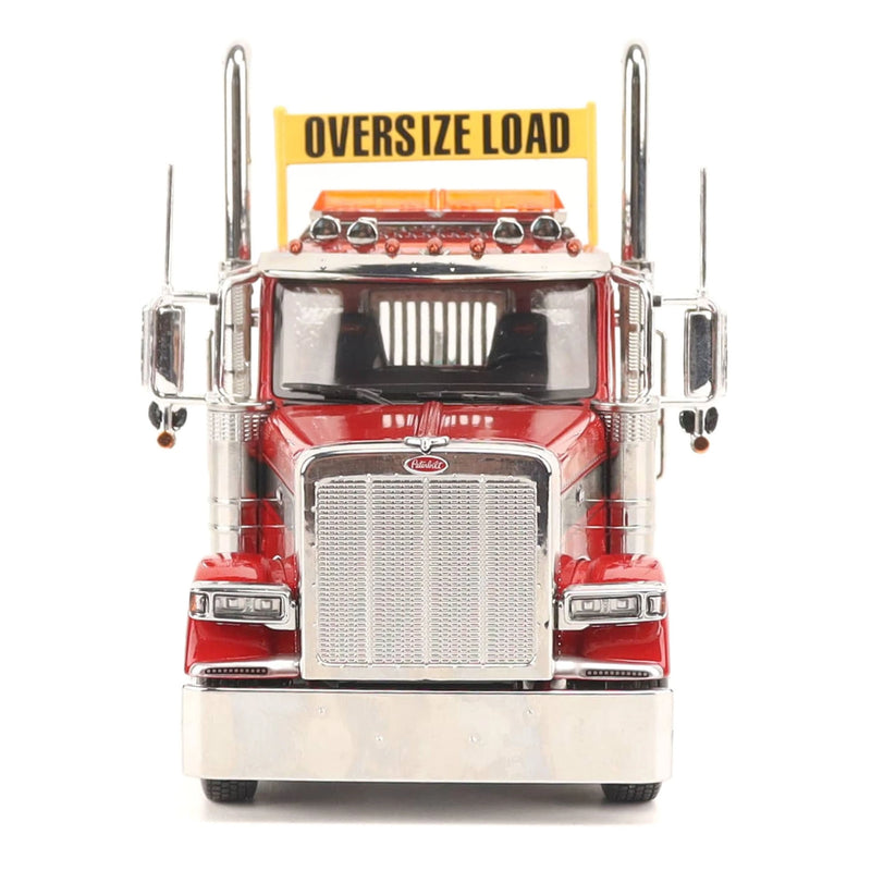 1/32 Peterbilt 589 Tridem-Axle Truck with Day Cab by Diecast Masters, Legendary Red Oversize Load