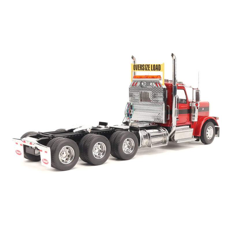 1/32 Peterbilt 589 Tridem-Axle Truck with Day Cab by Diecast Masters, Legendary Red Oversize Load