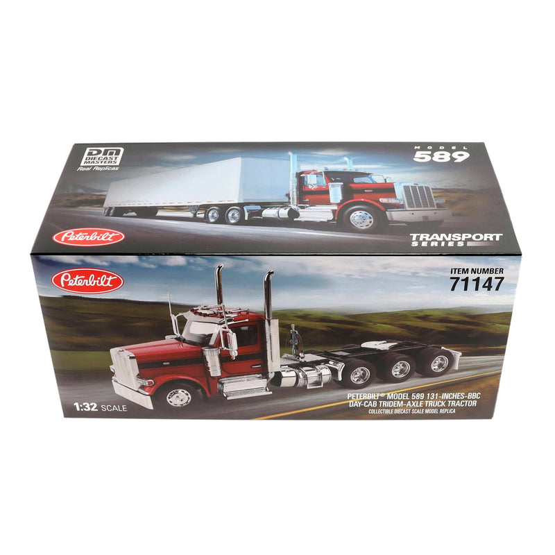 1/32 Peterbilt 589 Tridem-Axle Truck with Day Cab by Diecast Masters, Legendary Red Oversize Load