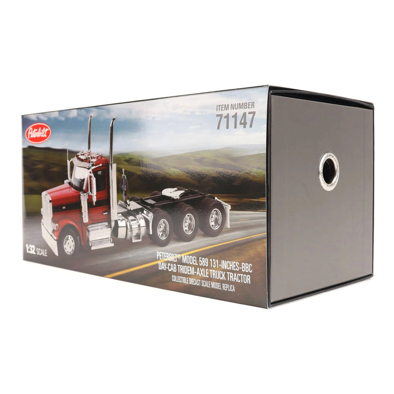 1/32 Peterbilt 589 Tridem-Axle Truck with Day Cab by Diecast Masters, Legendary Red Oversize Load